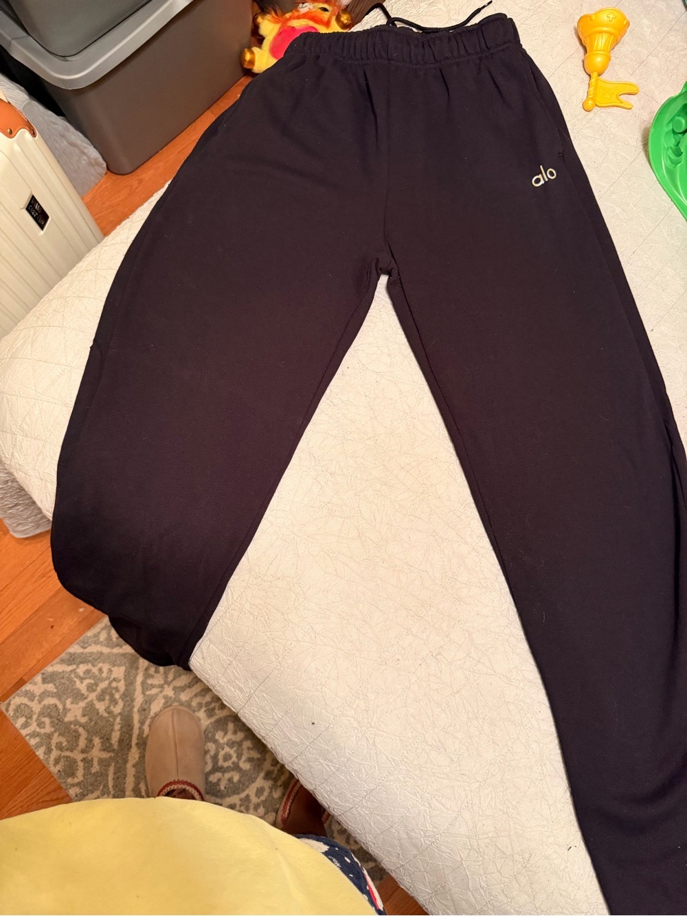 ALO Yoga Black Track Joggers with Small Logo